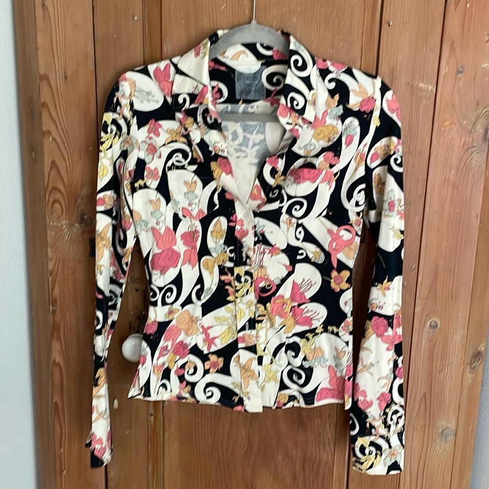0039 Italy floral Pucci style button-down cotton blouse